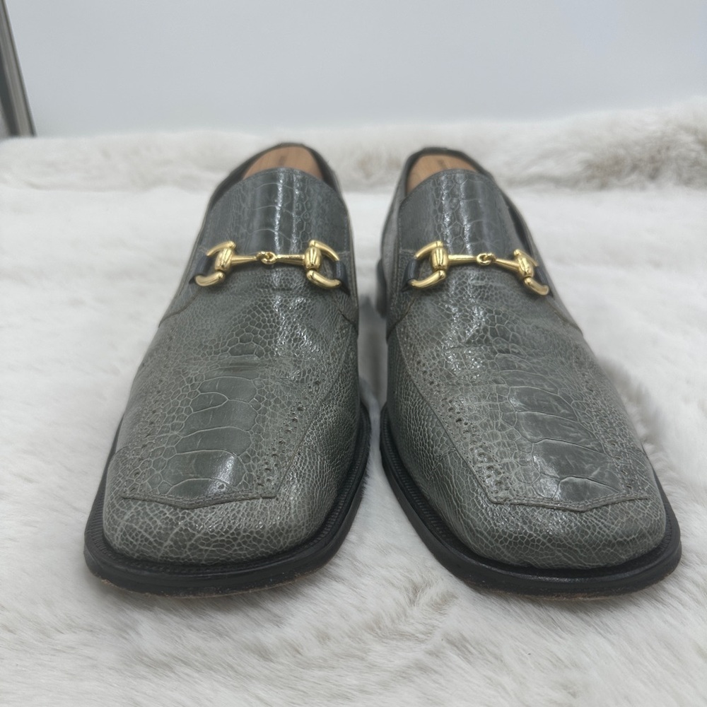 David Eden Ostrich Leg Horse Bit Loafers Men’s Dress shoes 10.5 - Picture 5 of 11